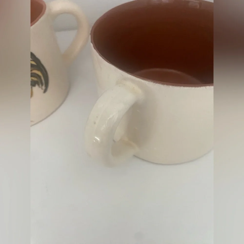 🐓 Crate & Barrel Rooster Mugs – Set of 2 Farmhouse Coffee Cups